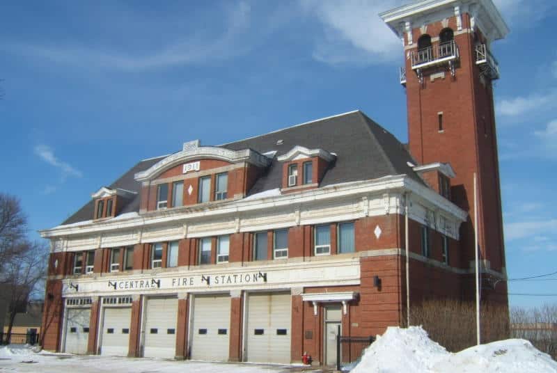 The historic Central Fire Station in Brandon, Manitoba, has become a restaurant and community gathering place. KOMBI gloves.