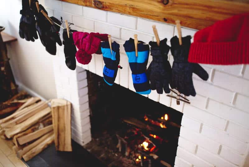 A Toronto family’s KOMBI winter gear drying at their Ontario cottage