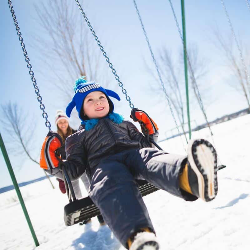 Enjoying winter in Ontario at a Toronto playground thanks to KOMBI gear
